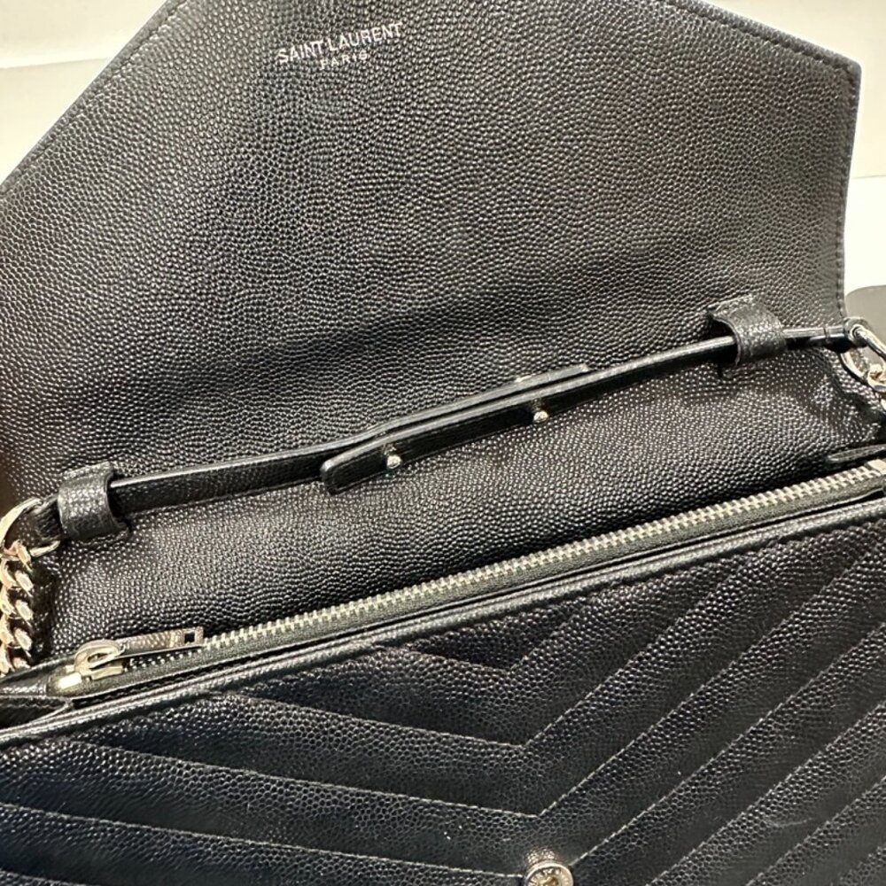 YSL Cassandre Chain Wallet in Grain de Poudre Black Leather (JB1416) - Picture 9 of 10